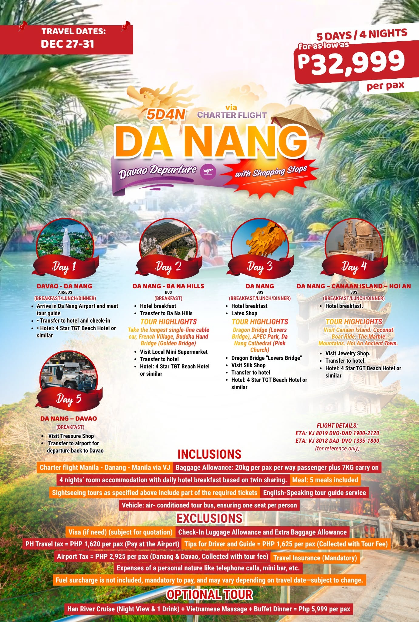Da Nang — Davao Departure travel package poster
