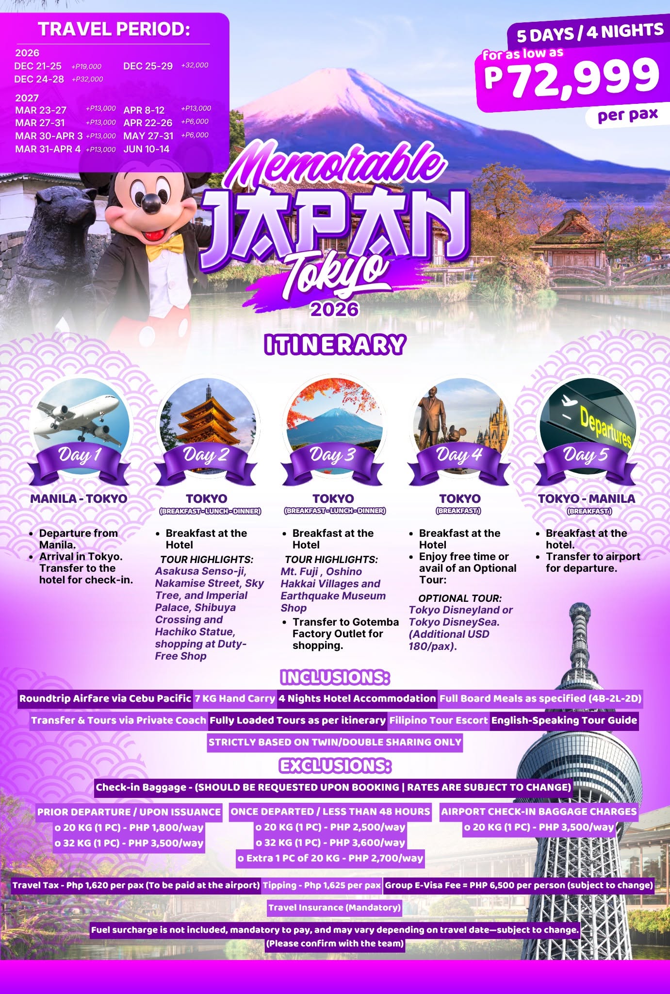 Memorable Japan — Tokyo 2026 travel package poster
