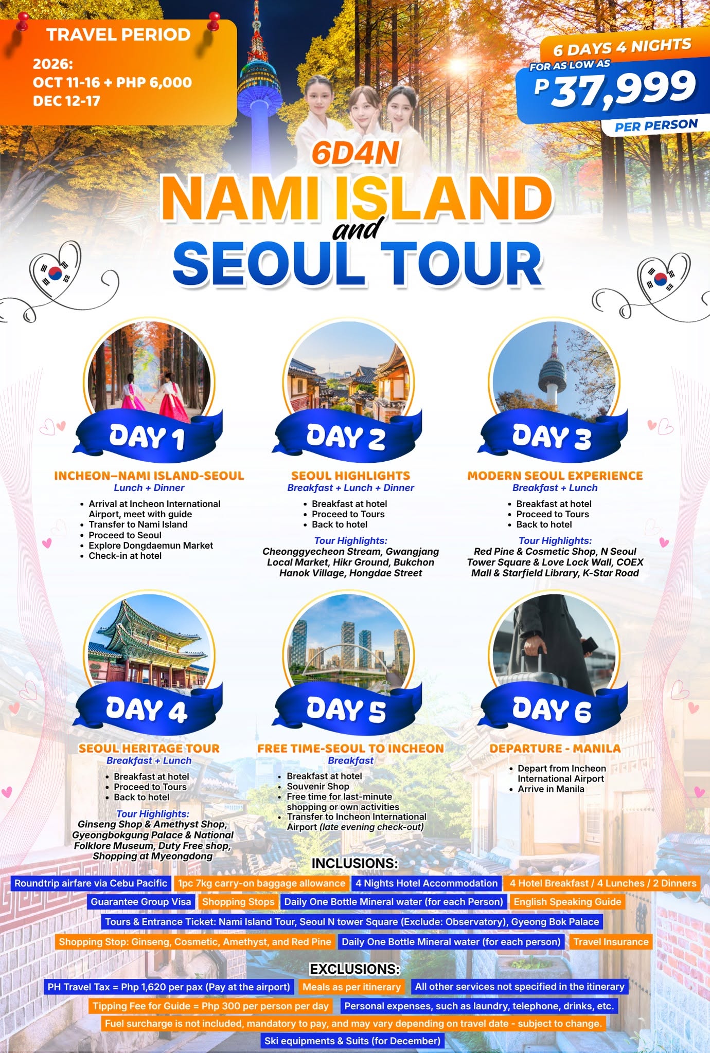 Nami Island & Seoul Tour travel package poster